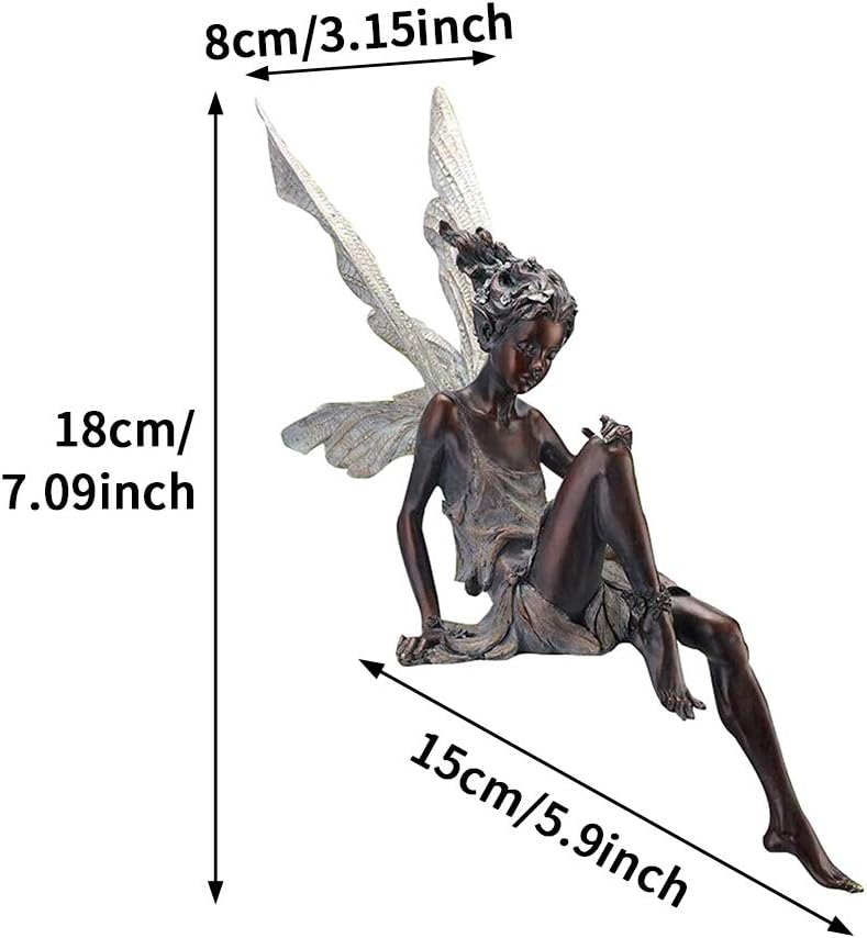 EKDJKK Sitting Fairy Statue Garden Ornament Resin Craft Landscaping Yard Decoration Park Lawn Decoration Home Patio Garden White