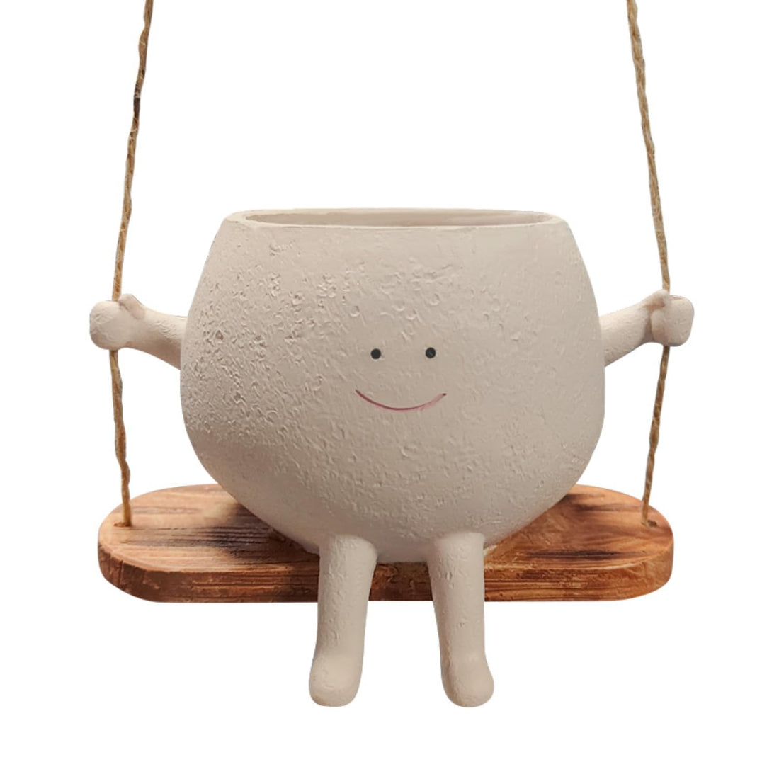 Creative Flower Pot Chair/Swing Smile Face Planter Resin Hanging Cute Head Planters Creative Rocking Succulent Pot Home Garden Flower Container Garden Decoration (Style H)