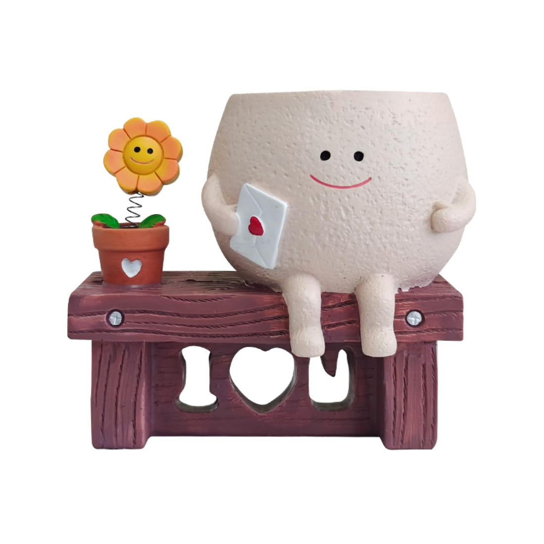 Creative Flower Pot Chair/Swing Smile Face Planter Resin Hanging Cute Head Planters Creative Rocking Succulent Pot Home Garden Flower Container Garden Decoration (Style H)