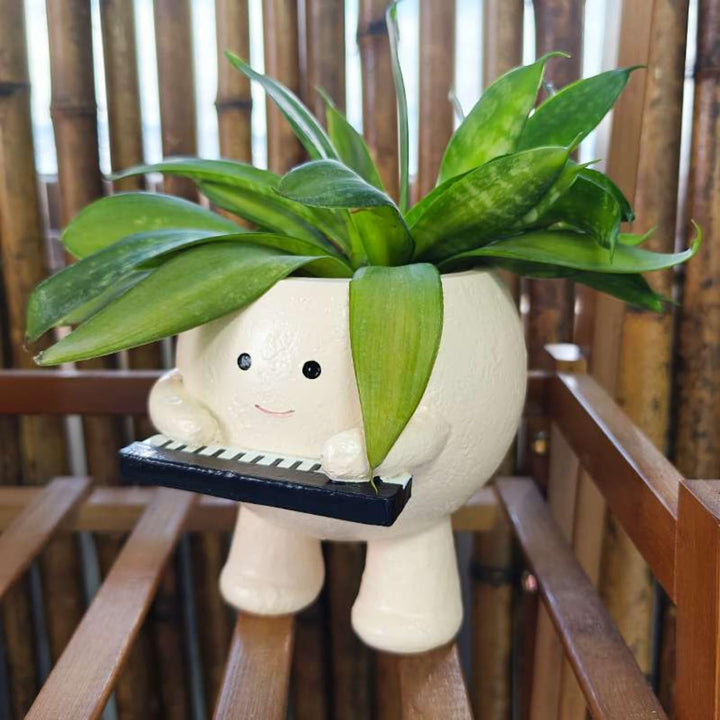 Creative Flower Pot Chair/Swing Smile Face Planter Resin Hanging Cute Head Planters Creative Rocking Succulent Pot Home Garden Flower Container Garden Decoration (Style H)