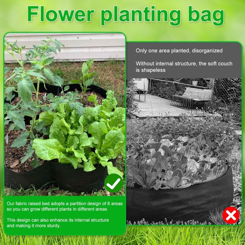 Garden Raised Planting, Garden Grow Bag, Vegetable Planter Pot (4/8 Grids)